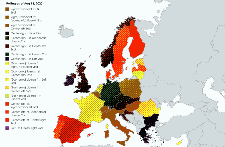 Map: Polls across Europe show 1st and 2nd most popular parties